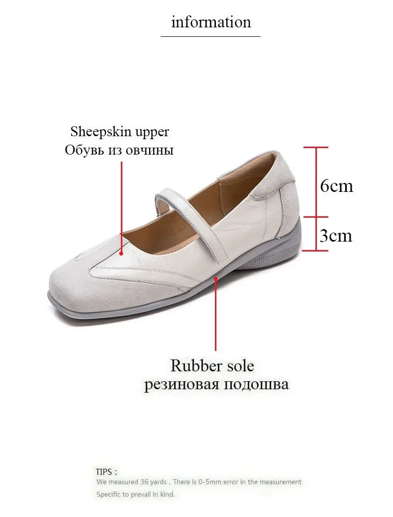 DRKANOL 2026 Women Genuine Leather Flat Shoes Summer Shallow Sheepskin Hook And Loop Casual Loafers Ladies Low Heel Single Shoes