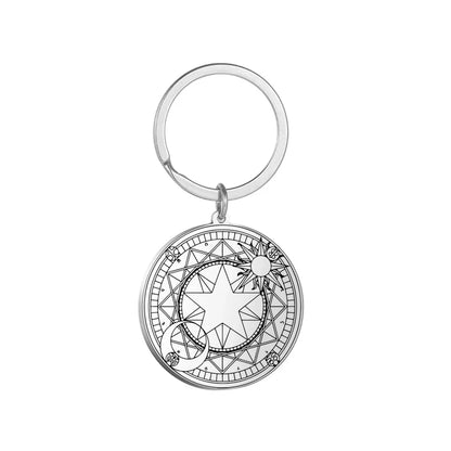 Dawapara Protection Secret Seal of Solomon Pendant Keychain Witchcraft Hexagram Wealth Fortune Amulet Stainless Steel Jewelry