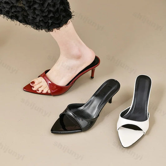 Women's High Heels Summer Slippers Women Sandals Fashion Classic Pointy Open Toe Stiletto Heels Sexy 2025 High-heeled Slippers