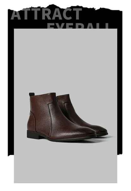 Winter New Men Business Boots Black  Red Simple Slim Fit Soft Leather Boots Casual and Fashionable Chelsea Boots 38-46 Men Boots
