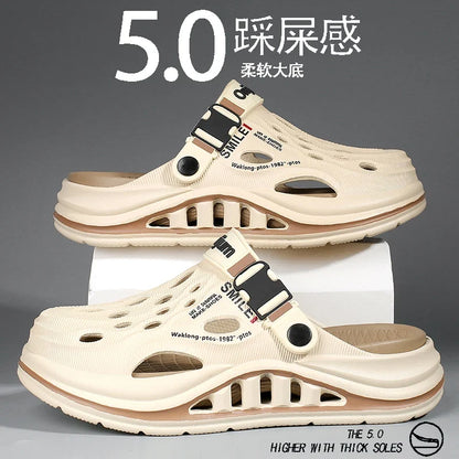 2026 New Men's Holes oes Summer Thi Bot Anti-Slip Driving Beach Slippers Spor Casual EVA Injection Moulding Footwear
