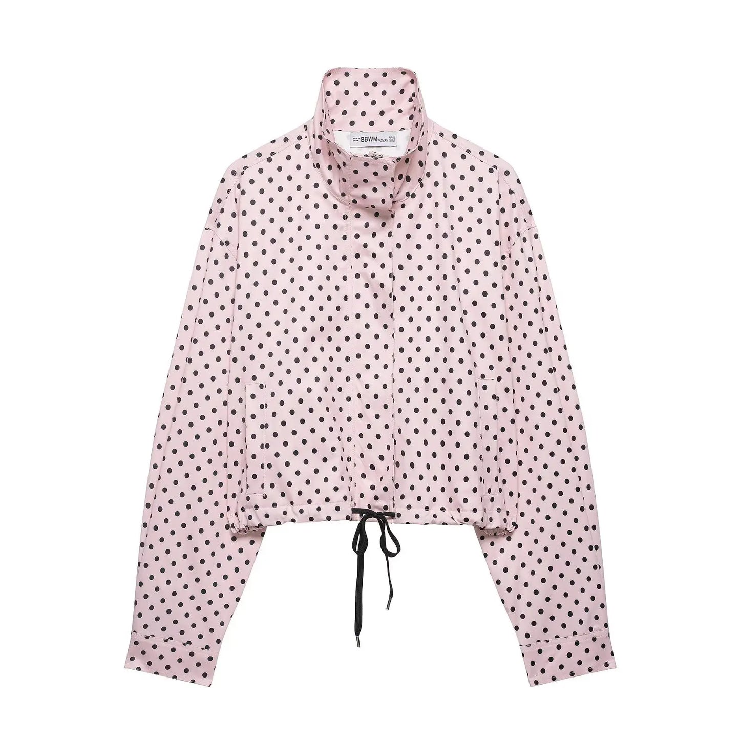 TARUXY Fashion Polka Dot Print Jacket Coat Women's Stand Collar Long Sleeved Workwear Coat Ins Hot Short Casual Female Jackets