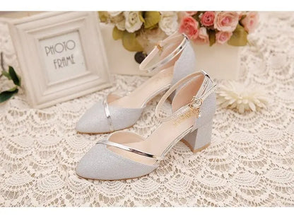 Fashion Spring and Summer Black High-heeled Shoes Women's High-quality Silver Wedding High-heeled Shoes Women's Gold Party Pump