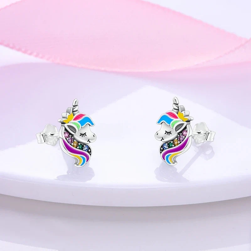 Original 925 Sterling Silver Colorful Cute Animal Pet Stud Earrings For Women Collocation For Girlfriend Birthday Gift