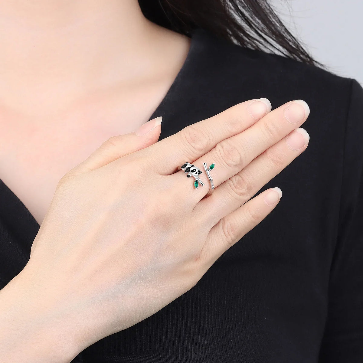 Original 925 Sterling Silver Open Ring Exquisite Panda Dolphin Adjustable Ring Original Daily Fine Jewelry Women Birthday Gifts