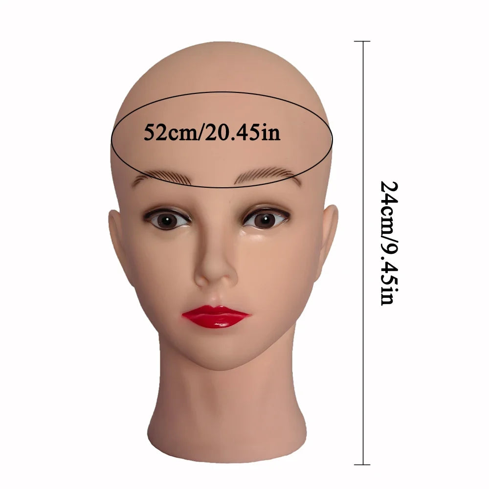 Professional Makeup Doll Head Bald Manikin Model For Making Wigs Styling Caps Hairdressing Hat Headwear Display Stand