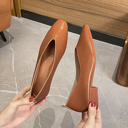 Woman Elegant Summer French Square Toe Green Mary Janes Cute Casual Flats Female Retro Shoes Low Heeled Soft Soled Flat Shoes