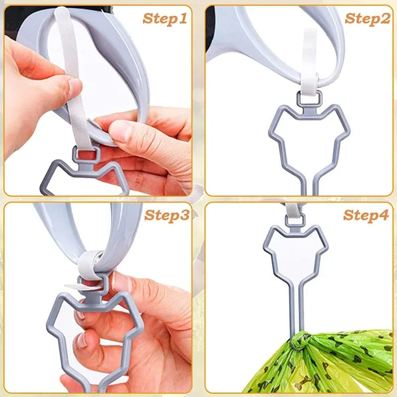 Dog Poop Bag Holder Pet Waste Carrier Clip Hands-Free Dog Leash Dispenser Outdoor Walking Puppy Poop Bags Clip Easy To Carry