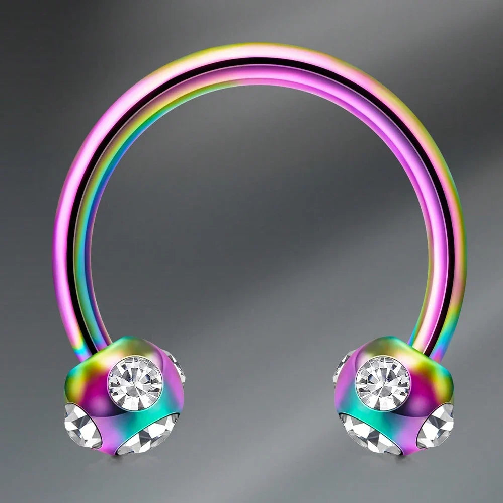 1pc Stainless Steel Nose Septum Clicker 20G 16G Flower Cubic Zirconia Decorated Piercing Nose Ring, Suitable For Daily Wear