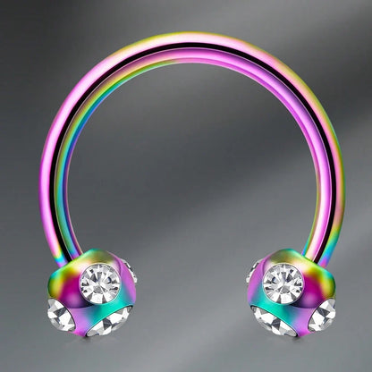 1pc Stainless Steel Nose Septum Clicker 20G 16G Flower Cubic Zirconia Decorated Piercing Nose Ring, Suitable For Daily Wear