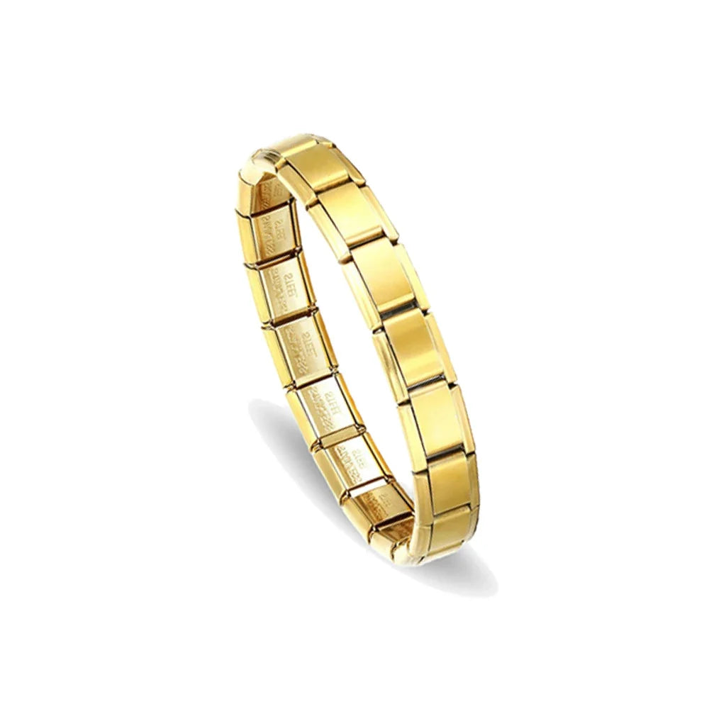 Unisex Minimalist Italian Modular Bracelet Stainless Steel Square Elastic Spliced Titanium Steel Polished Chain