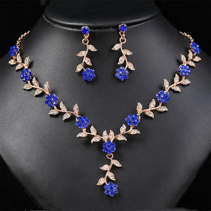 Sweet Jewelry Set Exquisite Rhinestone Pendant Banquet Party Women Fashion Romantic Crystal Necklace Earring Accessory Set