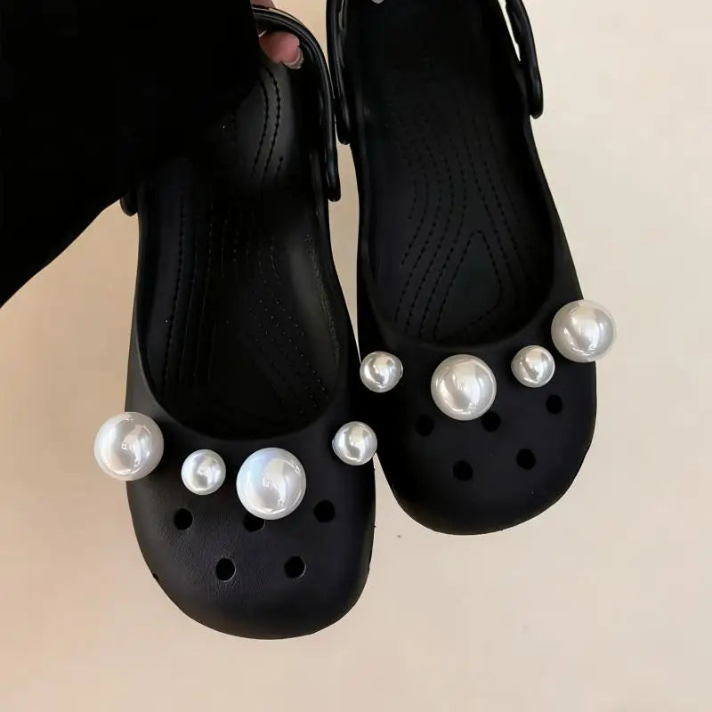 Elegant Polka Dot Bowknot DIY Shoes Charms Set 2026 New Luxury Faux Pearl Ballet Clogs Accessories Woman's Shoes Decorations