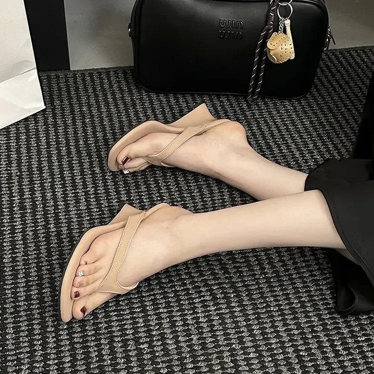 Designer Brand Wedge Heel Slipper Slides Women Clip Toe Flip Flops Narrow Sandals Shoes Casual Female Slipper Sandalia Mujer