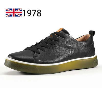 Men Casual Leather Shoes, Business Genuine Leather Shoes Men Thick-soled Sports White Versatile Board Shoes