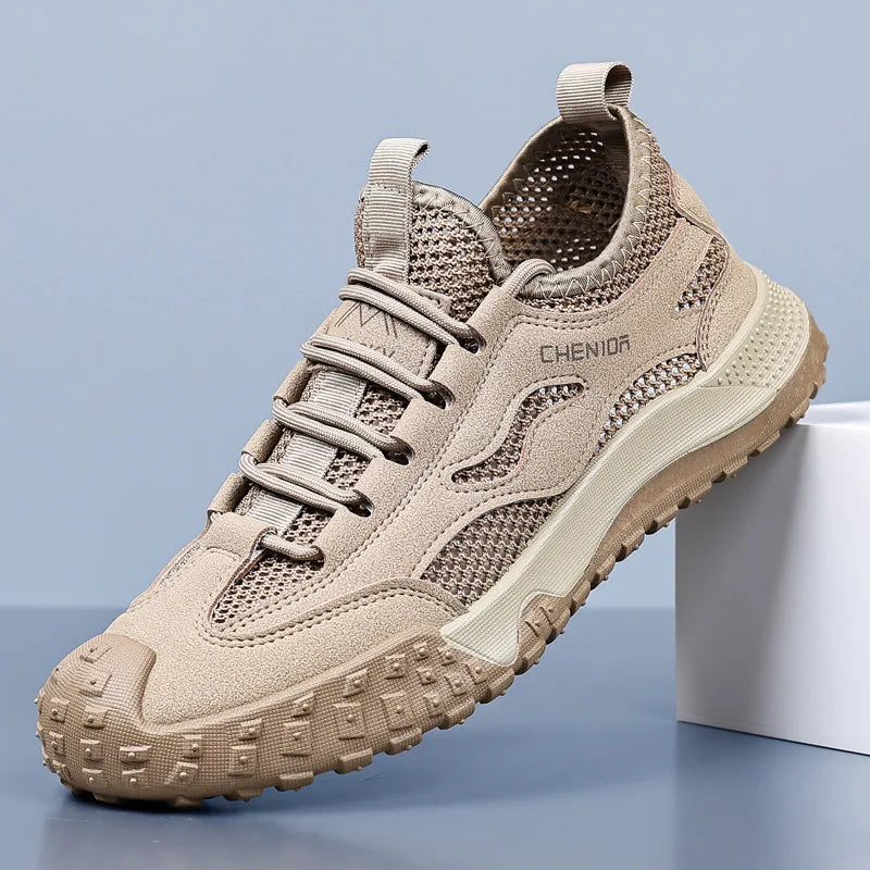 Oulylan Men's Summer Breathable Hollow Mesh Wading Shoes 2026 Outdoor Hiking Climbing Non-Slip Sport Sneakers Size 39-44