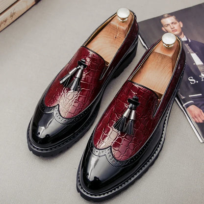 Men Loafers PU Splicing Tassel Decoration Low Heel Comfortable Classic Daily Business Men Shoes