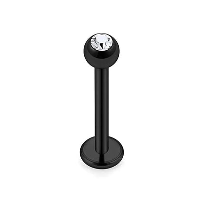 WKOUD 16G Stainless Steel Lip Labret Piercing Crystal Ball Monroe Lip Stud Helix Tragus Conch Piercing Cartilage Earrings Black