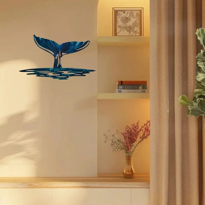 Elegant Whale Tail Metal Wall Art - Unique Ocean Series Home Decor Pendant