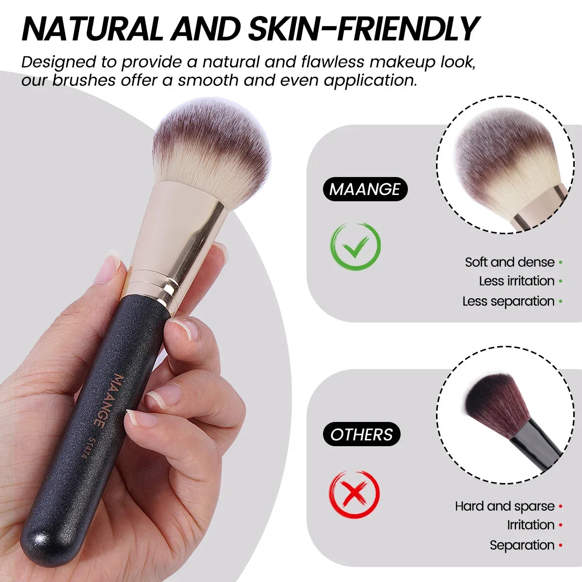 MAANGE 7pcs/set Makeup Brushes for Cosmetic Foundation Powder Concealer Blush Brush Blending Soft Bristles Beauty Tools