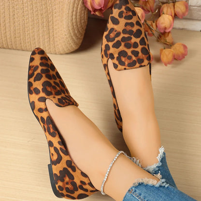 Women Flats Pointed Toe Solid Color Flats for Women Spring/autumn Casual Comfortable Leopard Brown Flat Heel Shoes