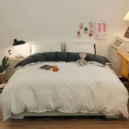 Checkerboard Bedding Comforter Set with Pillowcase bed sheet Single Full Size Bed Linen Duvet Cover Set Queen/King Double Single