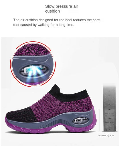 Women Sneakers Summer Fashion Black Sports Casual Shoes Breathable Mesh Lightweight Air Cushion Non-Slip Running Shoe Zapatillas
