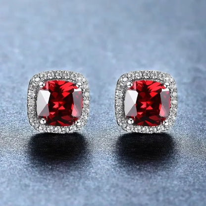 Huitan Classic Cushion Shape Stud Earrings with Brilliant Cubic Zirconia Stone Wedding Engagement Party Luxury Jewelry for Women
