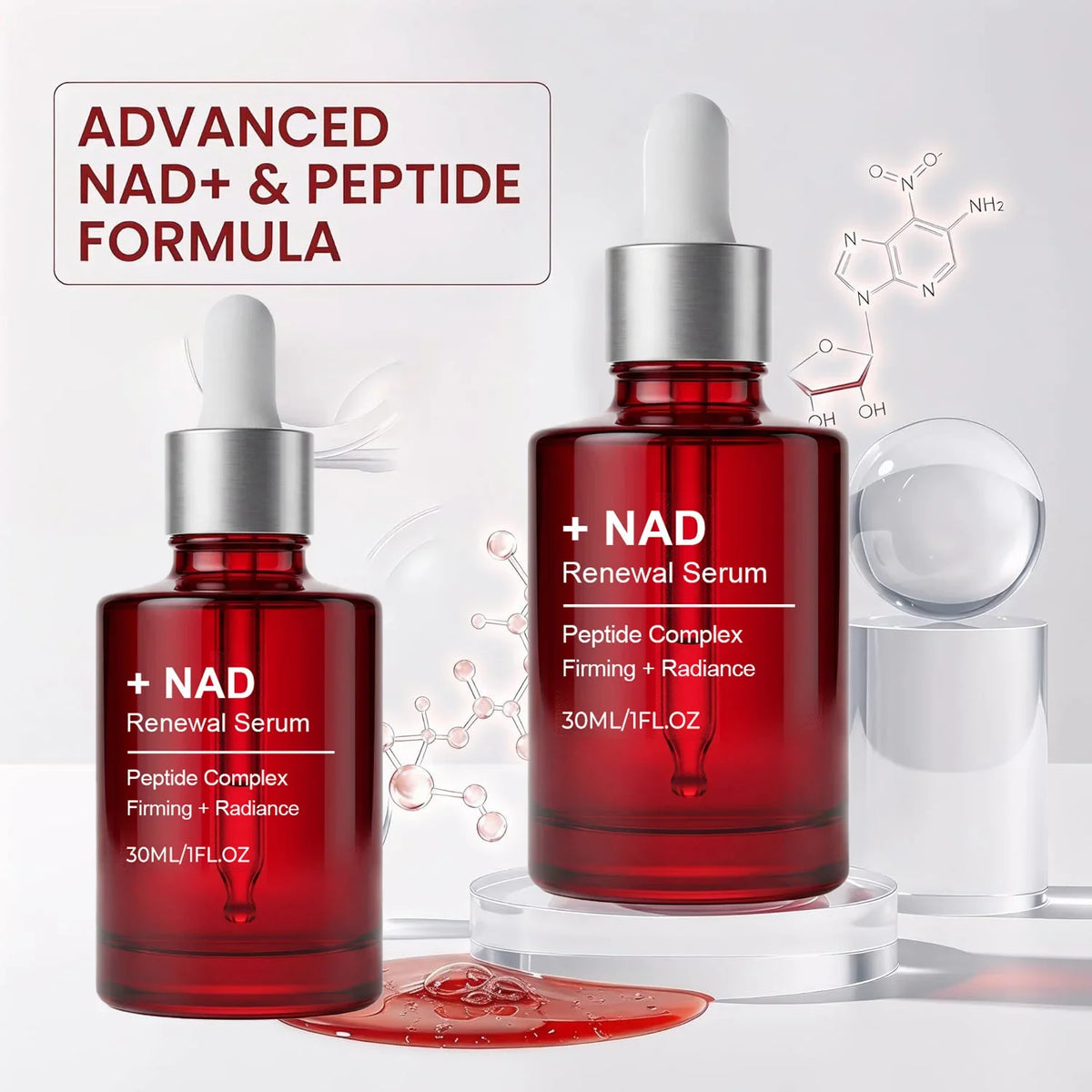 NAD+ Peptide Firming Serum Nourishing Face & Neck Treatment with Collagen Plumping & Radiance Boosting Skin Elasticity&Firmness
