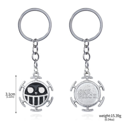 One Piece Luffy Straw Hat Keychain Rotatable Zoro Skull Metal Pendant Role-Playing Decorative Accessories Fan Jewelry Gift