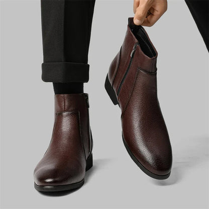 Winter New Men Business Boots Black  Red Simple Slim Fit Soft Leather Boots Casual and Fashionable Chelsea Boots 38-46 Men Boots
