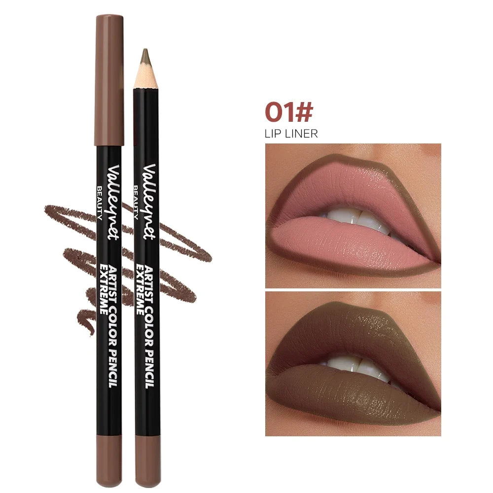 4pcs/Set lip liner set and eyeliner set Nude Brown Collection Long-lasting Matte Waterproof Lipstick Set Women'S Lip Cosmetics