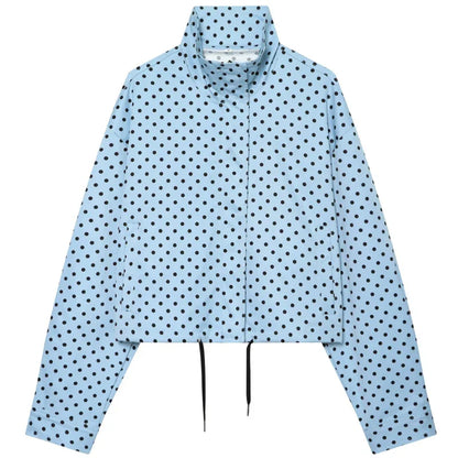 HXAO Polka Dot Bomber Jacket Women's Jackets Demi-Season Oversized Long Sleeve Top Outerwear Aviator Plus Size Zip Up Crop Coats