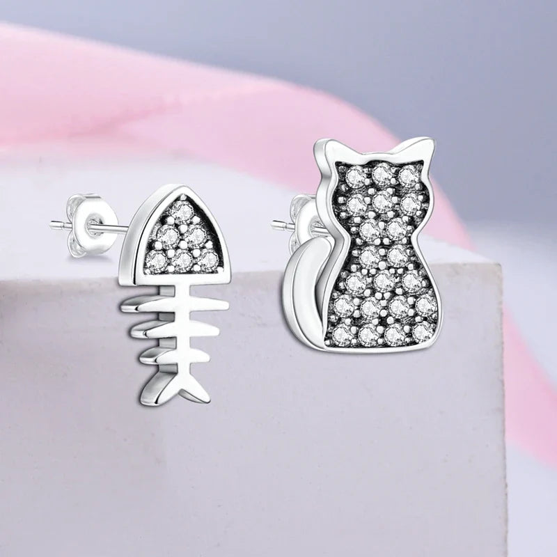 Original 925 Sterling Silver Colorful Cute Animal Pet Stud Earrings For Women Collocation For Girlfriend Birthday Gift