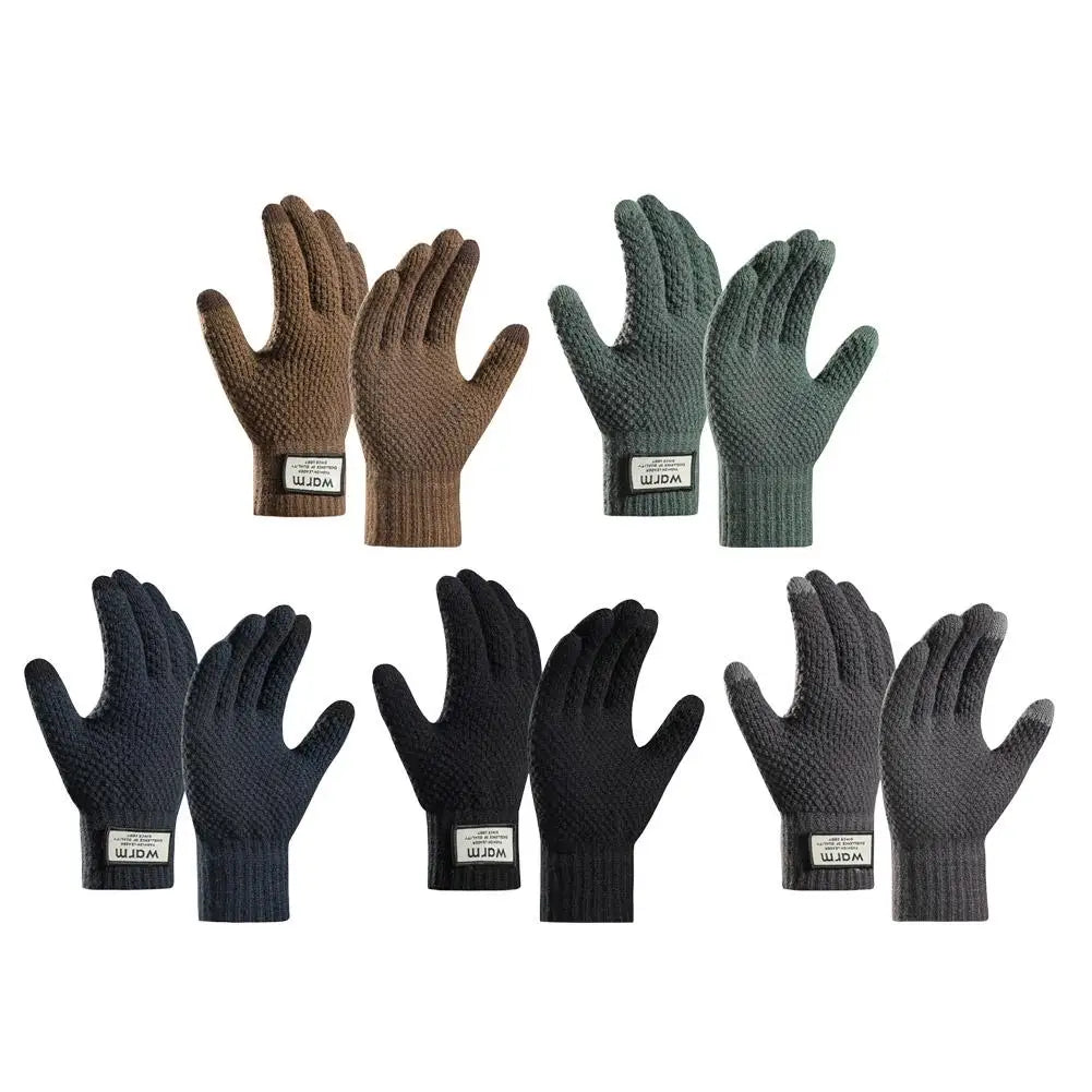 Thermal Winter Gloves For Men Thickened Warm Fleece Lined Anti-Slip Touch Screen Thermal Windproof Cycling Gloves