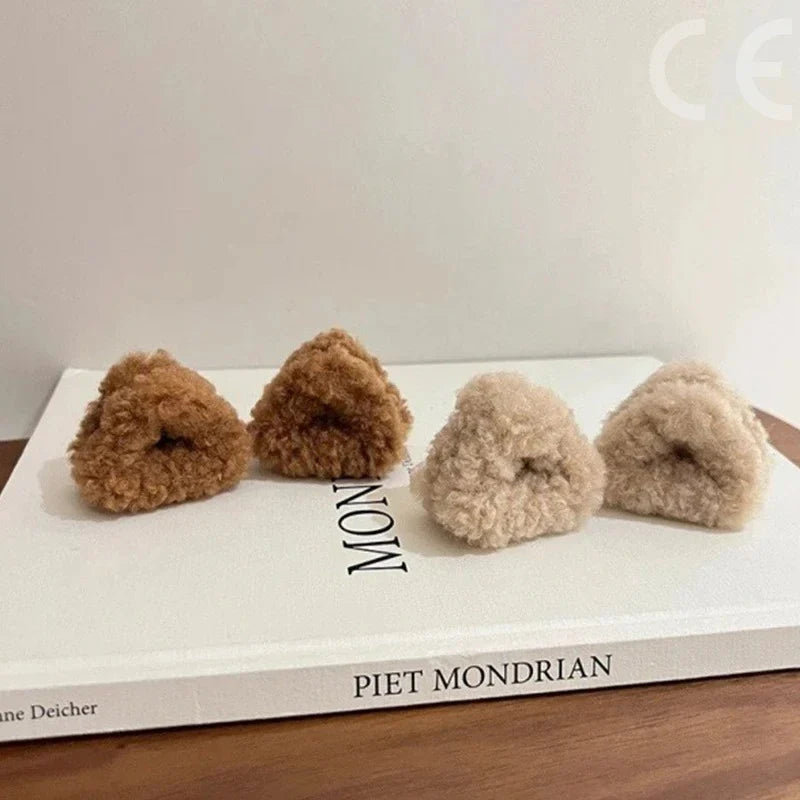 2Pcs Plush Cat Ears Shape Hair Clips Women Sweet Cute Beige Duck Beak Clip Hairpin Fashion Girls Headwear Hair Accessories