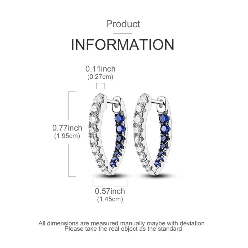 925 Sterling Silver Hoop Earring For Woman Night Sky Blue Purple Gemstone Original Earrings Fashion Jewelry Gift
