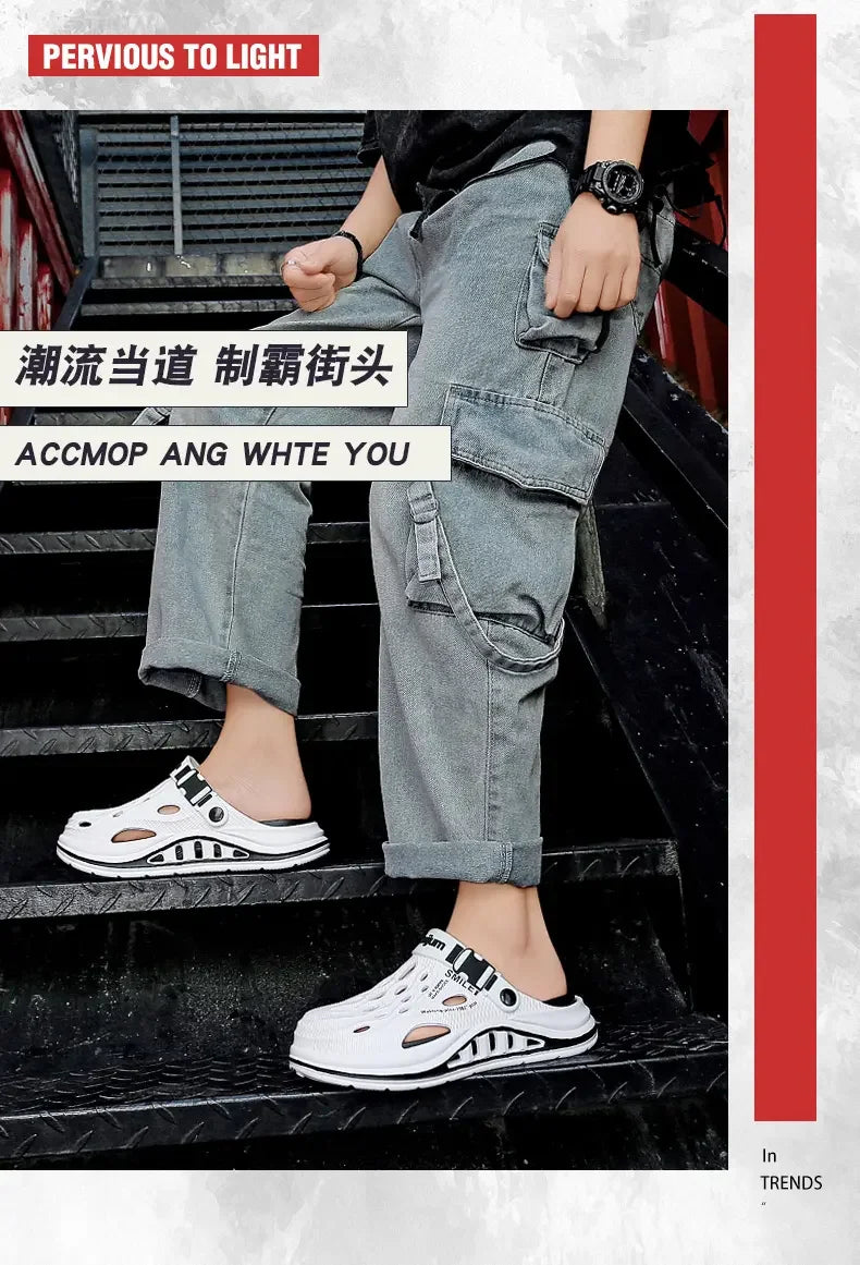 2026 New Men's Holes oes Summer Thi Bot Anti-Slip Driving Beach Slippers Spor Casual EVA Injection Moulding Footwear