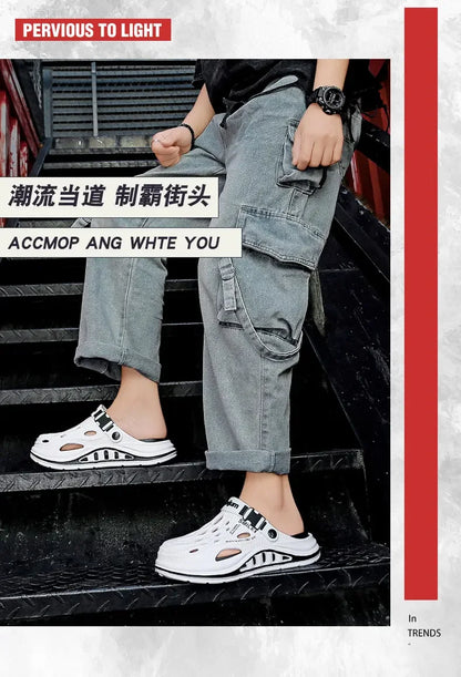2026 New Men's Holes oes Summer Thi Bot Anti-Slip Driving Beach Slippers Spor Casual EVA Injection Moulding Footwear