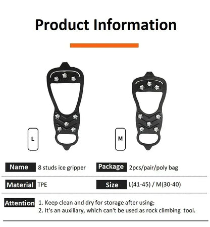 8 Teeth Ice Gripper Spike Shoes Winter Outdoor Anti-Slip Hiking Mountain Climbing Ice Snow Crampons Anti-slip Shoe Covers 2026