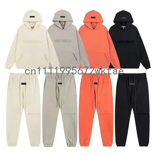 FW22 Men's Hoodies Jogging Set Luxury Design Chest Two Rows Plush Letter Hoodie Women's Loose Hoodie Fashion Unisex Pants Set