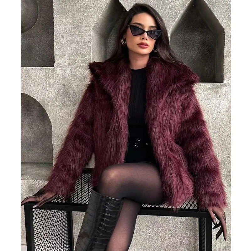 MUJER Faux Fur Hairy Coat Woman Warm Winter Fluffy Coat Women New Plush Jackets for Women Outerwears Luxury Women's Teddy Coats