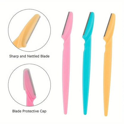 3Pcs Women Eyebrow Razor Stainless Steel Curved Blade Portable Household Facial Grooming Accessory