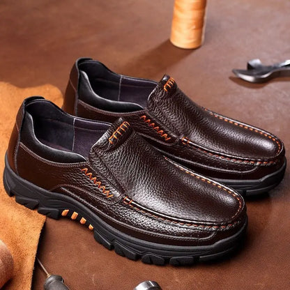 Autumn Genuine Leather Men's Casual Business Leather Shoes Lightweight Breathable Anti Slip Casual Leather Shoes Men Shoes