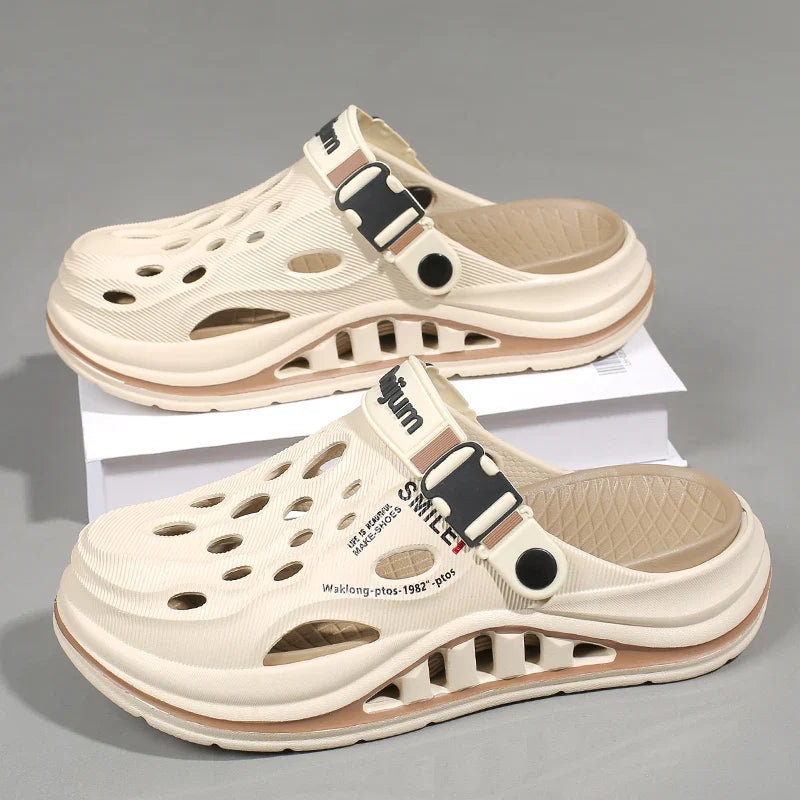 2026 New Men's Holes oes Summer Thi Bot Anti-Slip Driving Beach Slippers Spor Casual EVA Injection Moulding Footwear