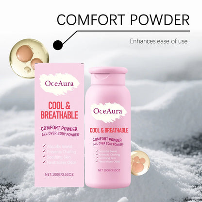 OceAura Body Powder Anti Sweat Armpit Groin Smooth Skin Soothing Comfortable Refreshing Odor Eliminator Anti Chafing Powder 100g