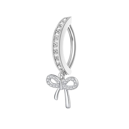 1PC Stainless Steel 14G Dangle Belly Button Ring for Women Heart Bow Reverse Hoop Clicker Navel Rings Body Piercing Jewelry
