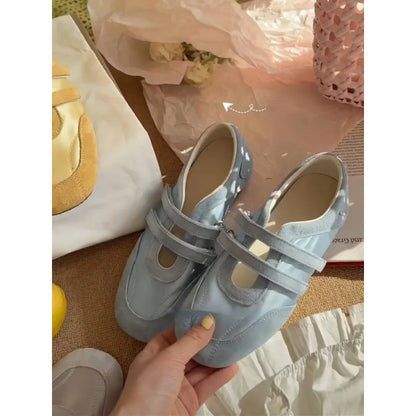 2026 Spring Autumn Women's Mary Janes | French Style Canvas Slip-on Flats | Wide Toe Box Velcro Soft Sole Casual Shoes