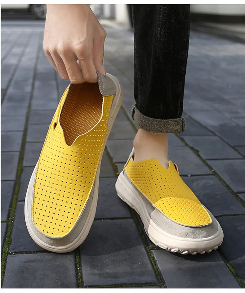 2026 New Men's Casual Shoes Fashion Comfortable Men's Shoes High Quality Leather Men Driving Shoes Handmade Flat Shoes Size 46