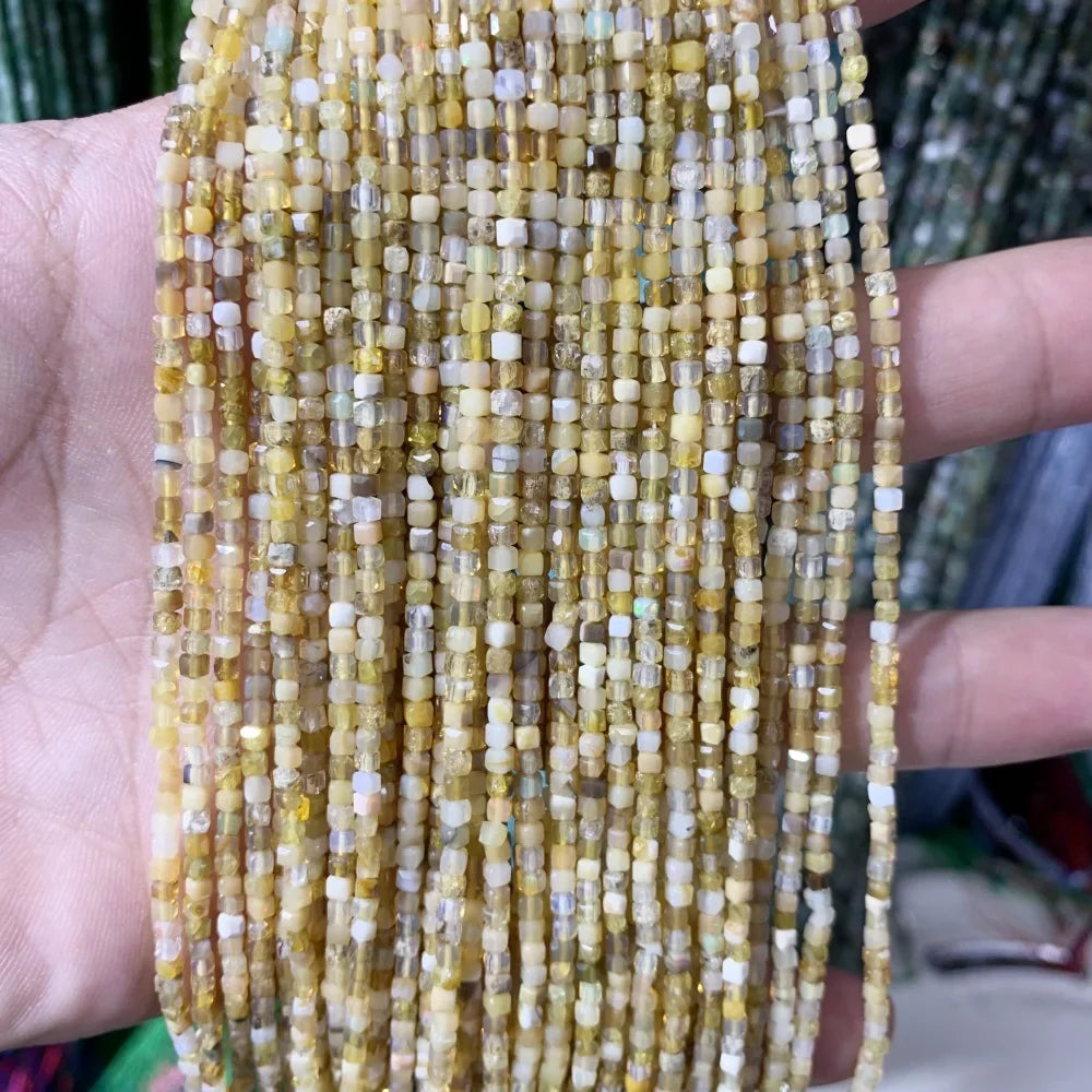 2x2mmNatural Colored Tourmaline Blue Tourmaline Faceted Cube Beads Square Stone Beads for JewelryDIY Making  Gemstone Loose Bea